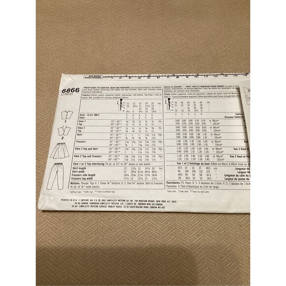 Vintage Sewing Pattern Simplicity Children 6866 - Picture 2 of 3